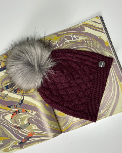 Čepice dámská Calvin Klein fialová pom pom